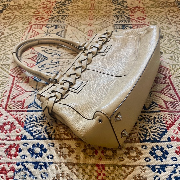 Coach Hampton Cream Leather Carryall Satchel Tote Handbag Braid Pebble F13084 - Picture 5 of 16